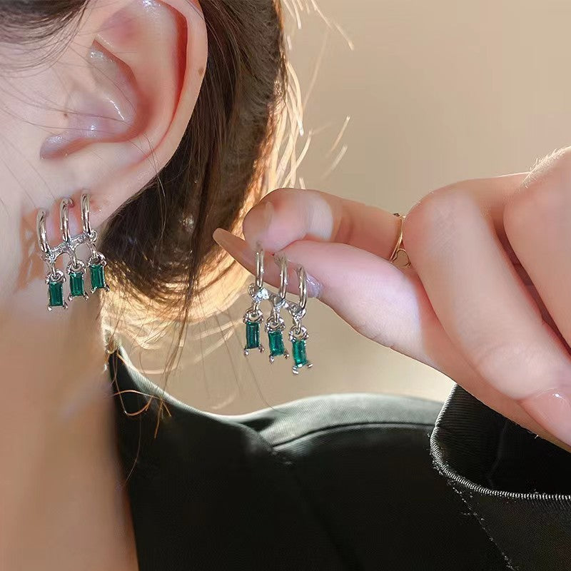 1 Pair Simple Style Square Layered Alloy Rhinestones Drop Earrings