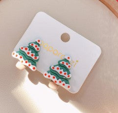 Fashion Christmas Tree Snowman Elk Arylic Women's Ear Clips 1 Pair