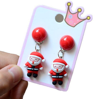 Fashion Christmas Tree Snowman Elk Arylic Women's Ear Clips 1 Pair