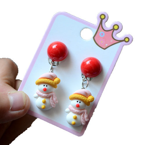 Fashion Christmas Tree Snowman Elk Arylic Women's Ear Clips 1 Pair