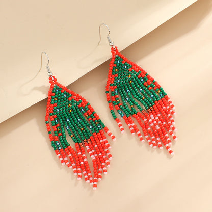 Simple Style Christmas Tree Santa Claus Seed Bead Women's Drop Earrings 1 Pair