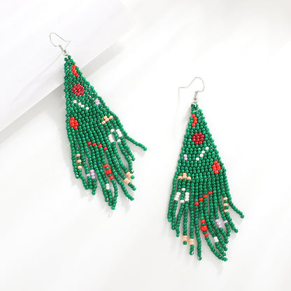 Simple Style Christmas Tree Santa Claus Seed Bead Women's Drop Earrings 1 Pair