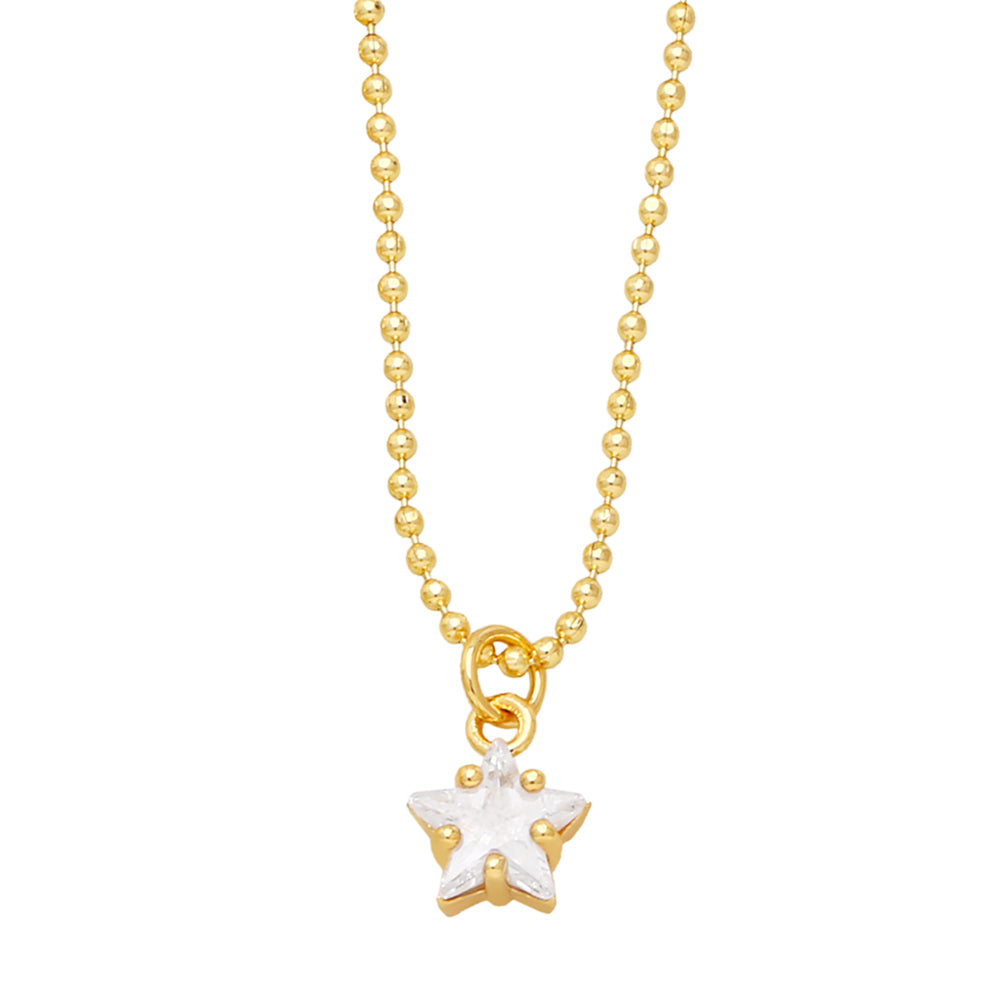 Simple Style Pentagram Copper Gold Plated Zircon Pendant Necklace 1 Piece