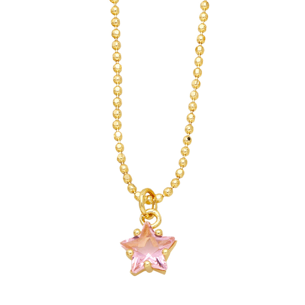 Simple Style Pentagram Copper Gold Plated Zircon Pendant Necklace 1 Piece