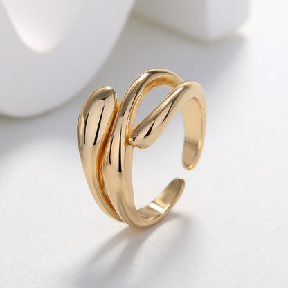 Fashion Geometric Solid Color Brass Open Ring In Bulk