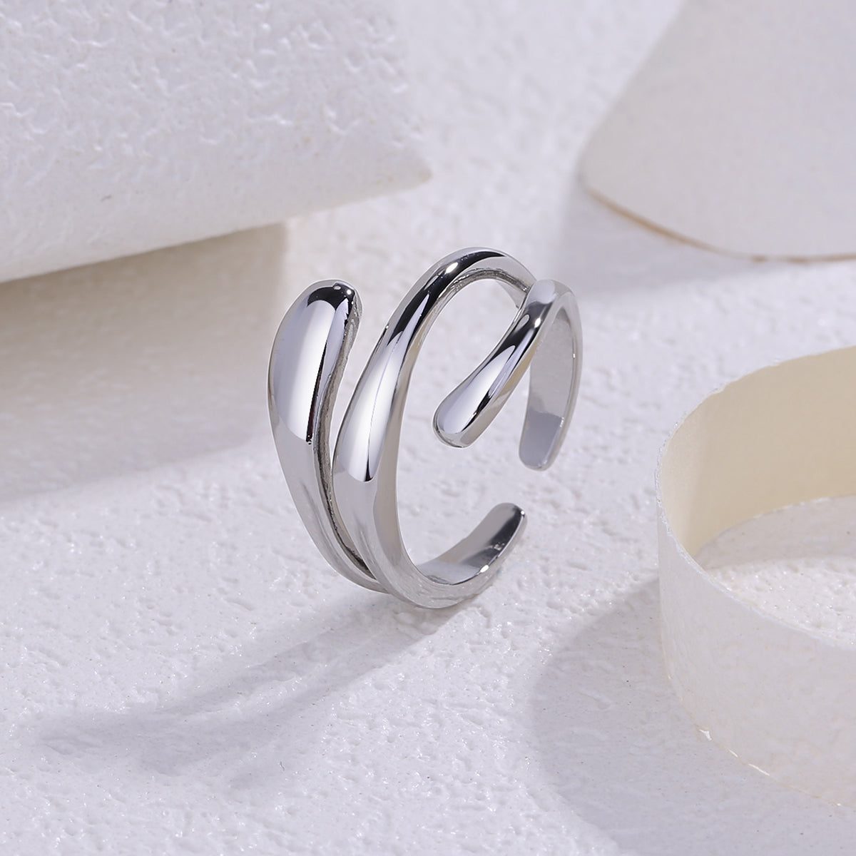 Fashion Geometric Solid Color Brass Open Ring In Bulk