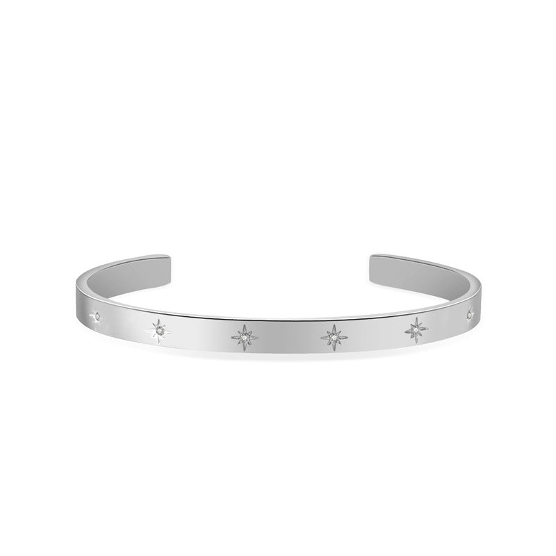 Simple Style Geometric Solid Color Titanium Steel Inlay Artificial Gemstones Bangle 1 Piece