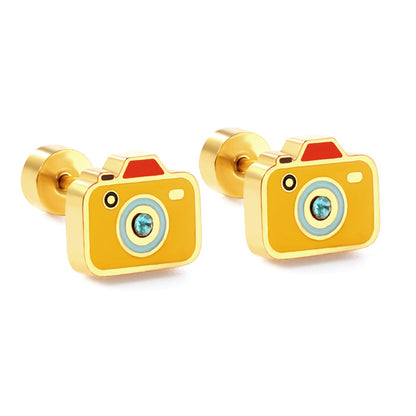 Fashion Airplane Duck Stainless Steel Plating Ear Studs 1 Pair