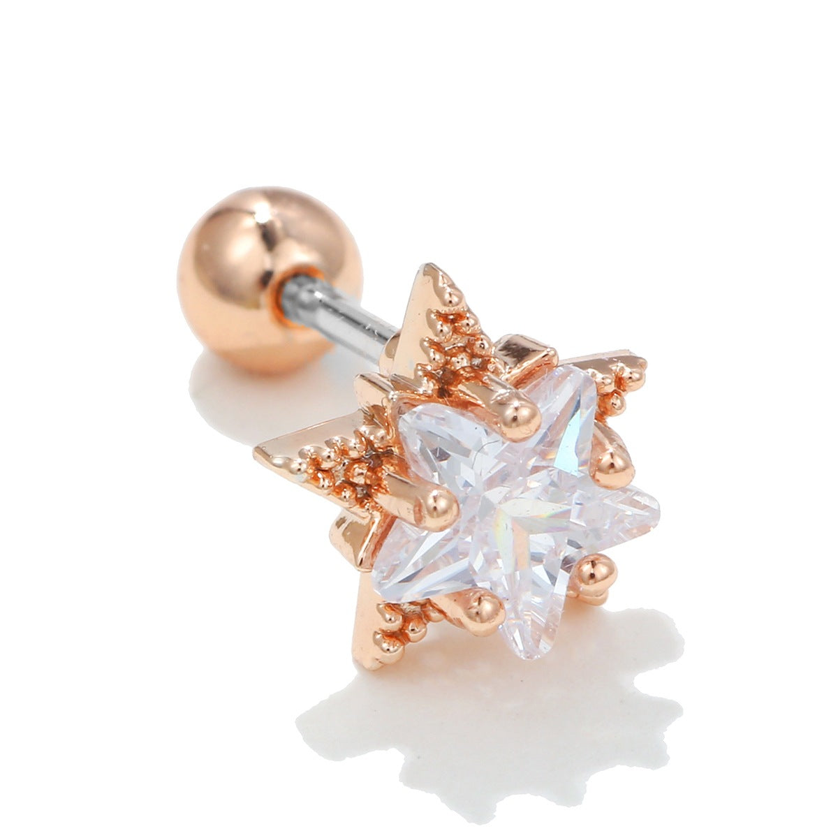 Fashion Star Copper Inlay Zircon Ear Studs 1 Piece