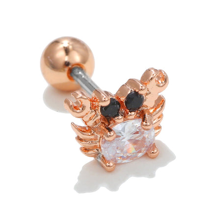 Fashion Star Copper Inlay Zircon Ear Studs 1 Piece