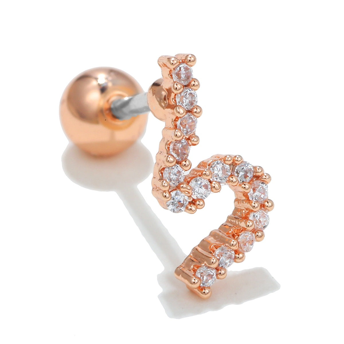 Fashion Star Copper Inlay Zircon Ear Studs 1 Piece