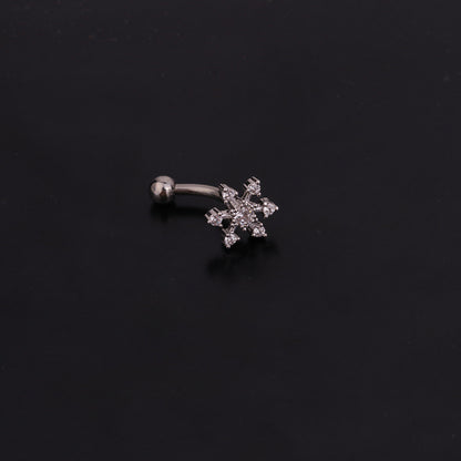 Ear Cartilage Rings & Studs Lady Flower 316 Stainless Steel  Copper Inlaid Zircon