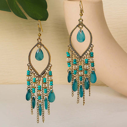 Retro Water Droplets Alloy Tassel Women's Drop Earrings 1 Pair