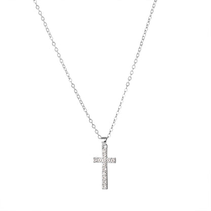 Hip-hop Cross Alloy Plating Rhinestone Pendant Necklace 1 Piece