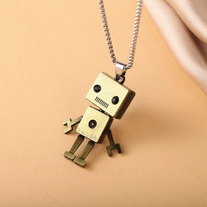 Hip-hop Robot Titanium Steel Three-dimensional Pendant Necklace 1 Piece