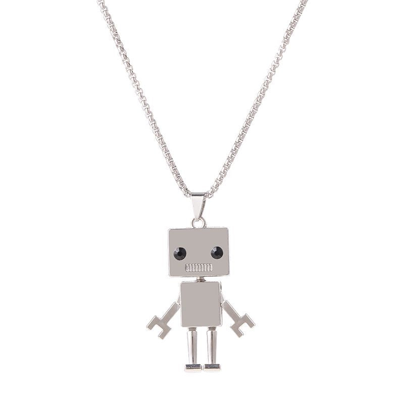 Hip-hop Robot Titanium Steel Three-dimensional Pendant Necklace 1 Piece