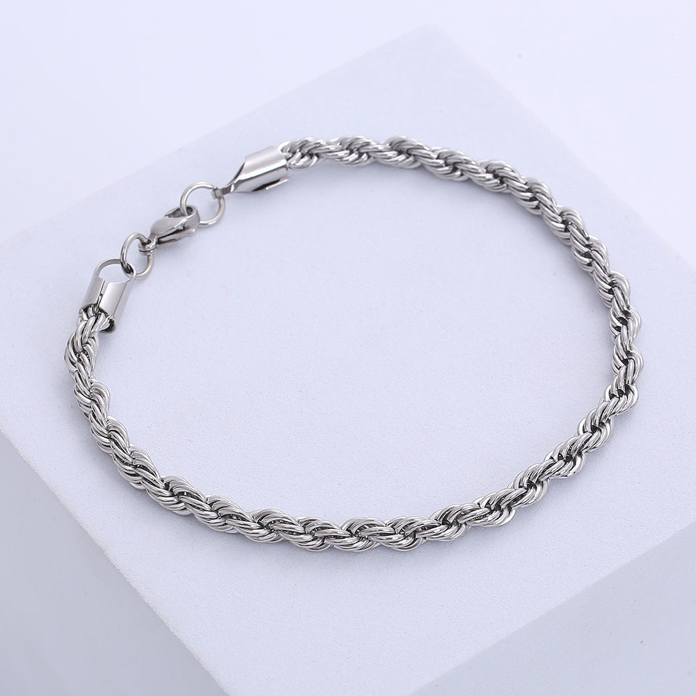 Simple Style Twist Titanium Steel Plating Bracelets