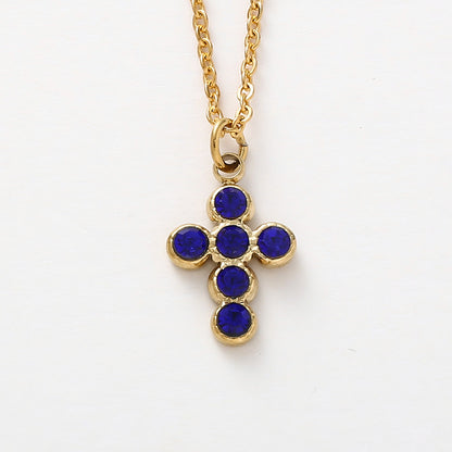 Simple Style Cross Stainless Steel Titanium Steel Plating Inlay Rhinestones Pendant Necklace 1 Piece