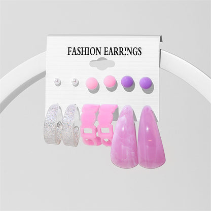 Ins Style Round Heart Shape Flower Arylic Women's Earrings