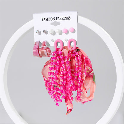 Ins Style Round Heart Shape Flower Arylic Women's Earrings