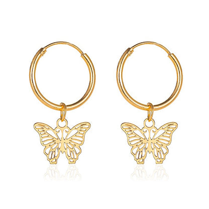 Fashion Butterfly Copper Inlay Zircon Drop Earrings 1 Pair