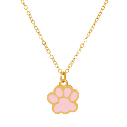 Simple Style Dog's Paw Alloy Enamel Women's Necklace