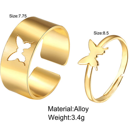 Fashion Butterfly Alloy Plating Couple Rings