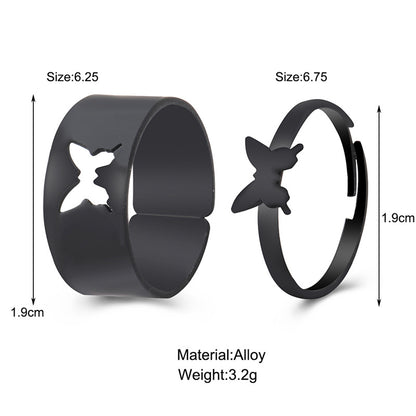 Fashion Butterfly Alloy Plating Couple Rings