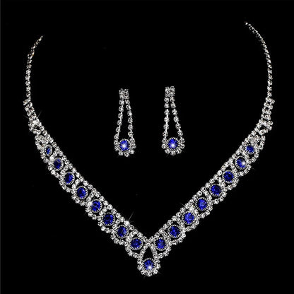 Fashion Colorful Jewelry Dress Accessories Simple Crystal Necklace Set