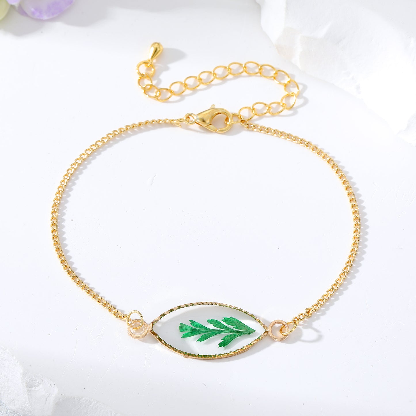 Fashion Ditsy Floral Heart Shape Flower Alloy Resin Plating Women's Bracelets 1 Piece