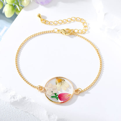 Fashion Ditsy Floral Heart Shape Flower Alloy Resin Plating Women's Bracelets 1 Piece