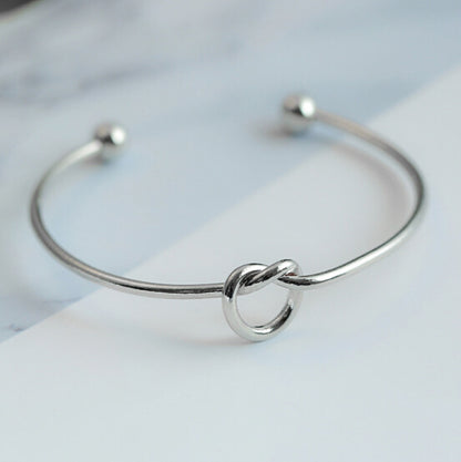 Fashion Heart Shape Bow Knot Metal Women's Bangle 1 Piece