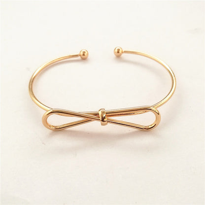 Fashion Heart Shape Bow Knot Metal Women's Bangle 1 Piece