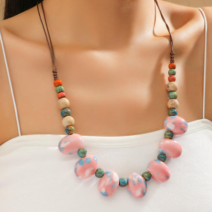 Ethnic Style Colorful Ceramics Stoving Varnish Women's Necklace 1 Piece