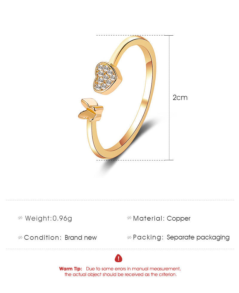 New Ring Wild Love Butterfly Ring Adjustable Ring Girl Index Finger Opening Ring Wholesale Gooddiy