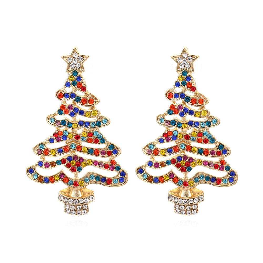 Fashion Christmas Tree Alloy Inlay Rhinestones Pearl Women's Drop Earrings 1 Pair