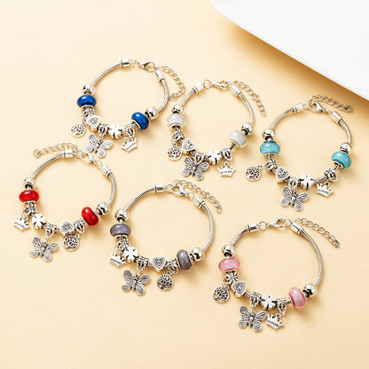 Cute Butterfly Glass Iron Plating Women's Bracelets