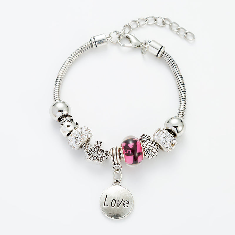 Sweet Love Glass Titanium Steel Plating Bracelets