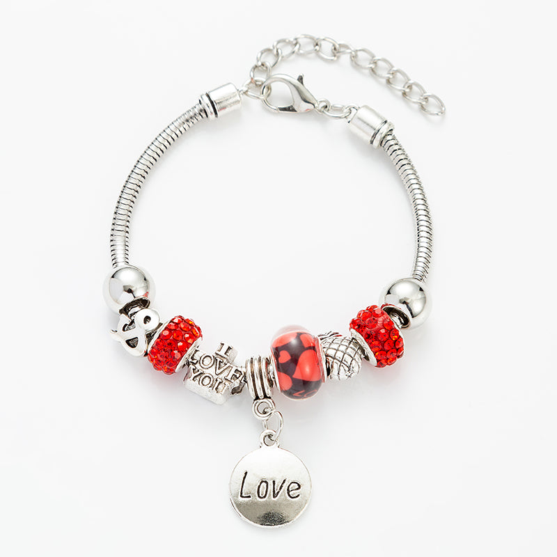 Sweet Love Glass Titanium Steel Plating Bracelets