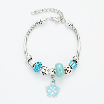 Sweet Flower Glass Titanium Steel Plating Bracelets