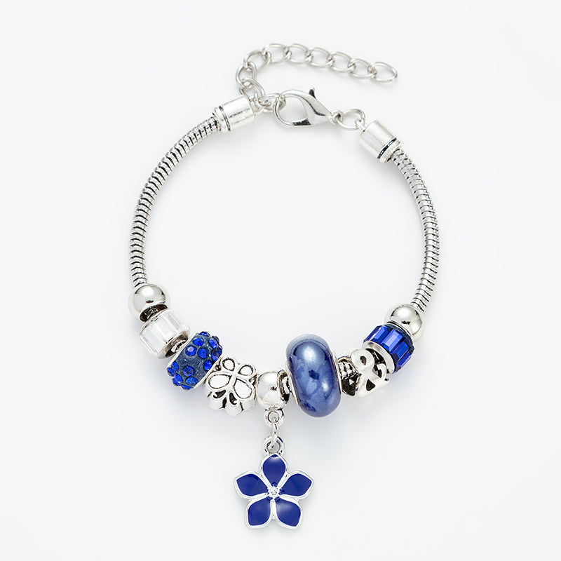 Sweet Flower Glass Titanium Steel Plating Bracelets