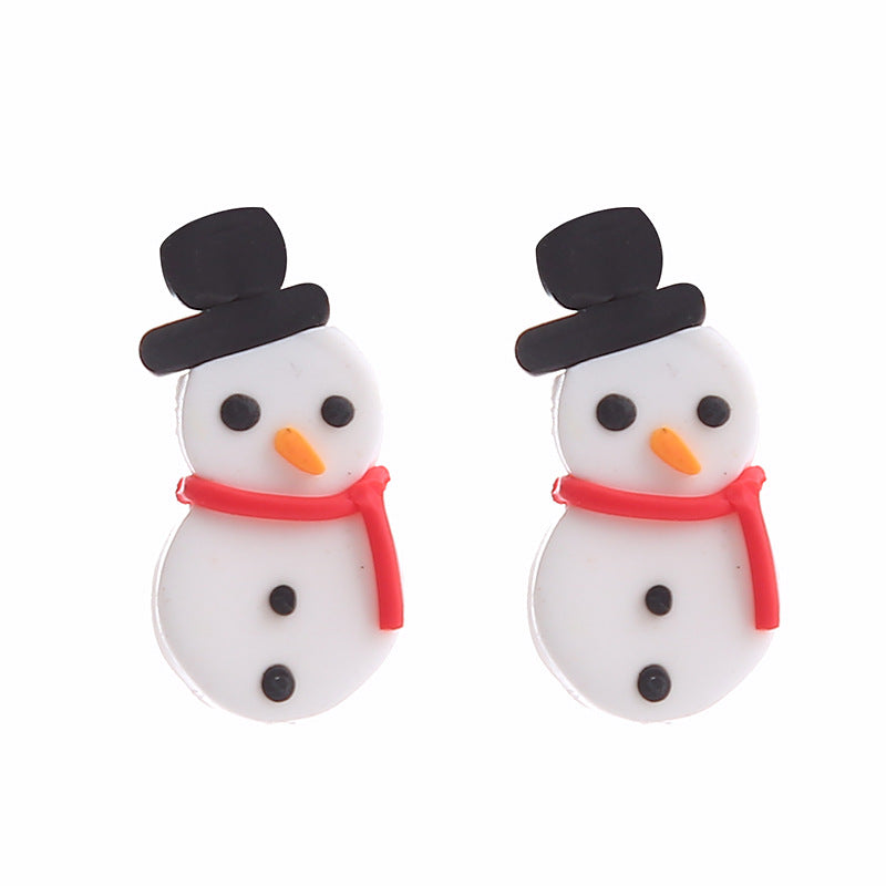 Fashion Santa Claus Snowman Snowflake Soft Clay Women's Ear Studs 1 Pair