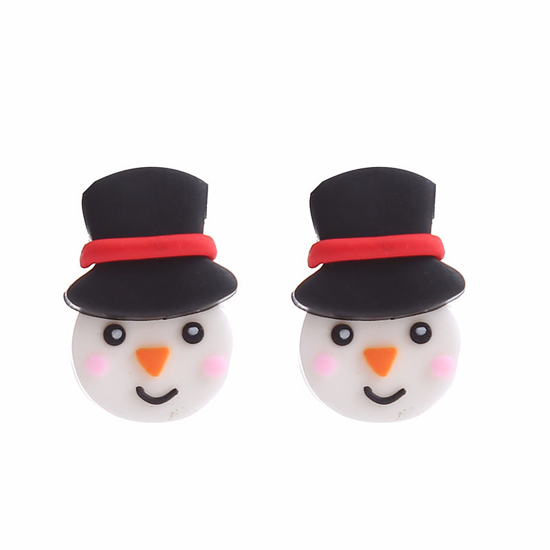 Fashion Santa Claus Snowman Snowflake Soft Clay Women's Ear Studs 1 Pair