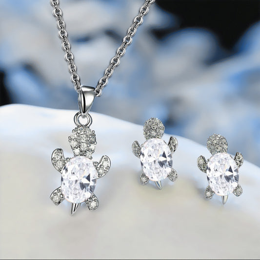 Luxurious Tortoise Alloy Plating Artificial Diamond Women's Earrings Necklace