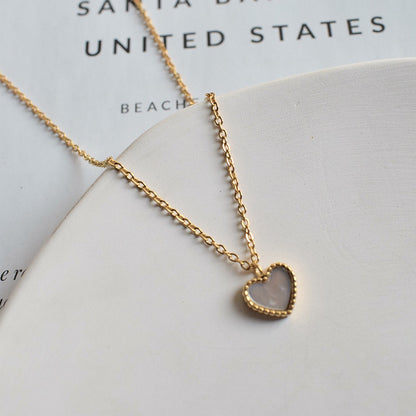 Fashion Letter Heart Shape Butterfly Titanium Steel Inlay Zircon Pendant Necklace