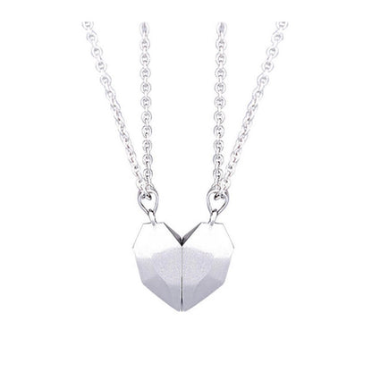 Fashion Heart Shape Alloy Plating Couple Pendant Necklace 2 Pieces