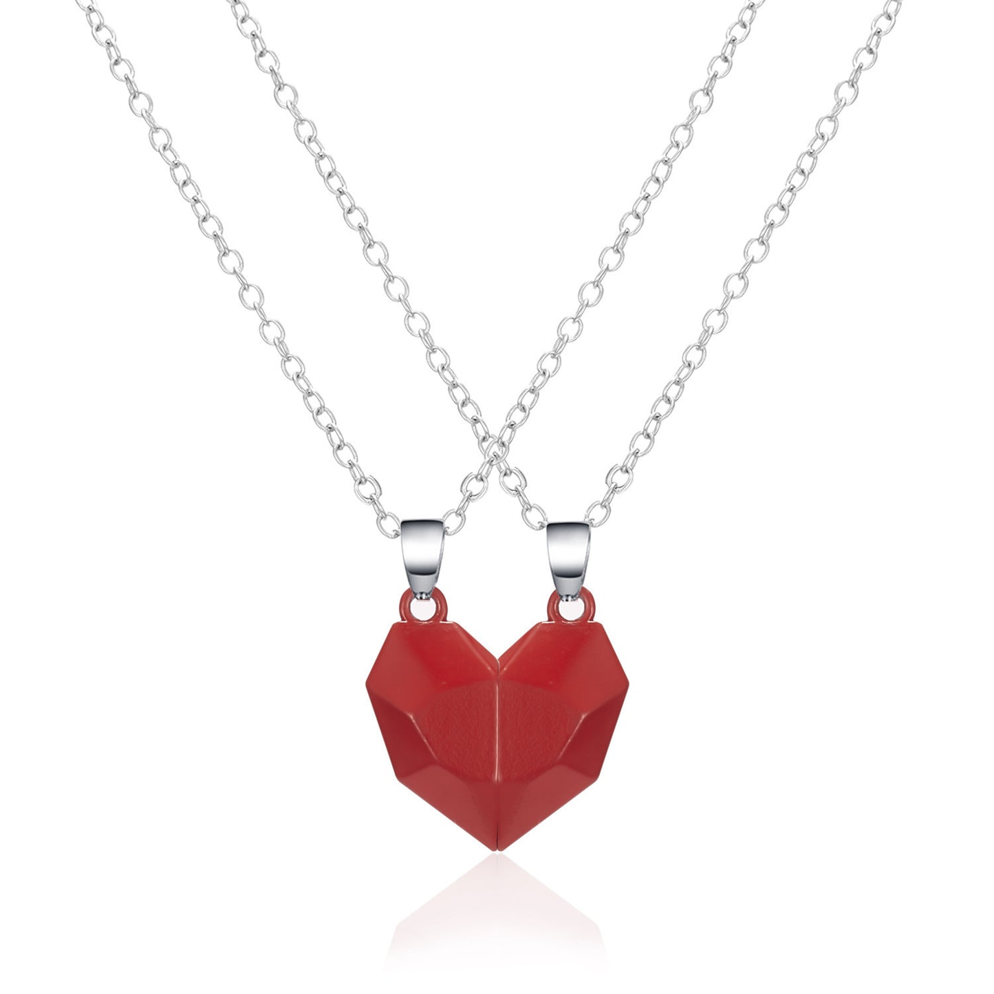 1 Set Simple Style Heart Shape Alloy Plating Couple Pendant Necklace