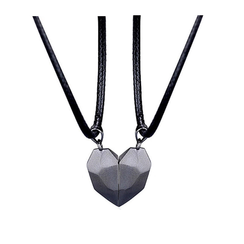 Fashion Heart Shape Alloy Plating Couple Pendant Necklace 2 Pieces