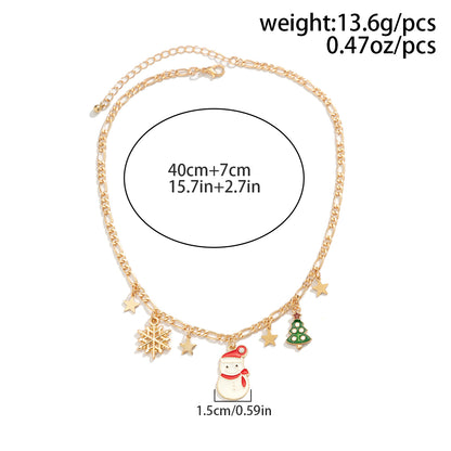 Fashion Christmas Tree Christmas Socks Snowman Alloy Iron Copper Enamel Pearl Inlay Rhinestones Necklace