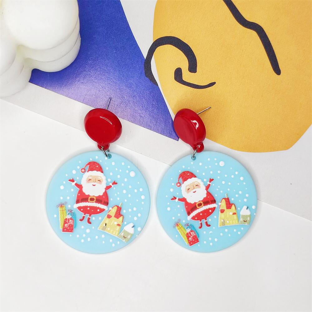 1 Pair Fashion Christmas Tree Santa Claus Snowman Arylic Earrings